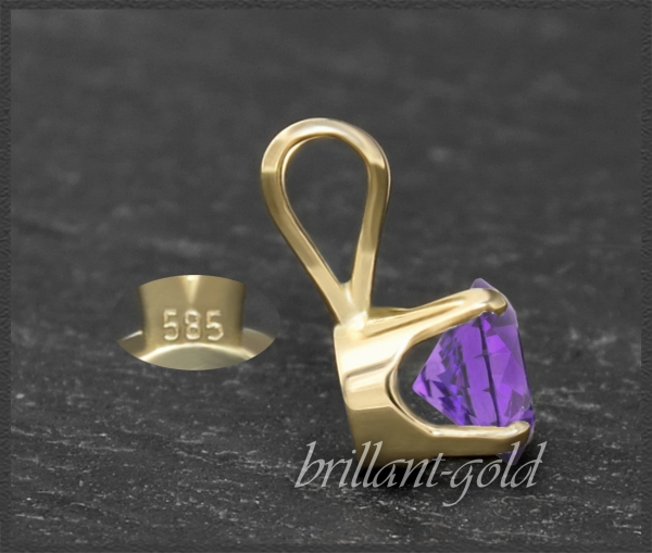 Anhänger 585 Gold Amethyst violett 4,5,6,7mm